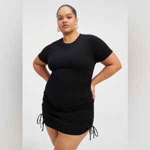 Good American Black Ruched Tee Shirts Dress